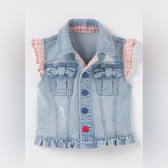 Matilda Jane Enchanted Garden Genius Denim Vest Size 4 - Picture 1 of 7